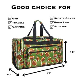 NGIL Canvas 20" inch Duffle Bag (Football Print-Black)