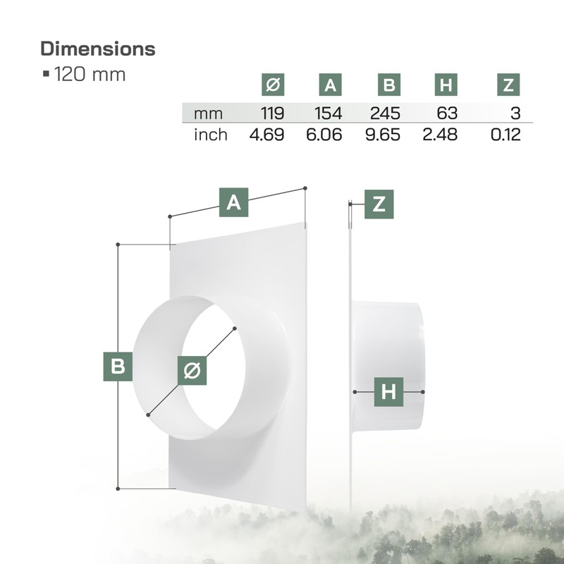 Vent Systems Diameter 120 mm Ventilation Duct Connector Flange Straight