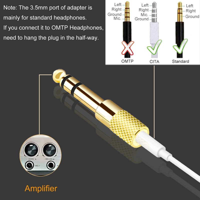Valefod [Updated Version 5-Pack Stereo Audio Adapter 6.35mm (1/4 inch)