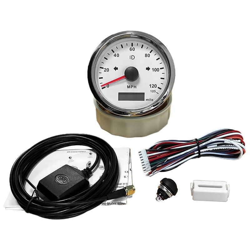 ELING Universal 85mm GPS Speedometer 125MPH Speedo Odometer Adjustable for