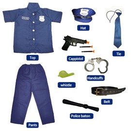VNNOPG Kids Policeman Police Officer Dress Up Boy Police Costume Constable Cop Outfit with Police Hat Accessories, S