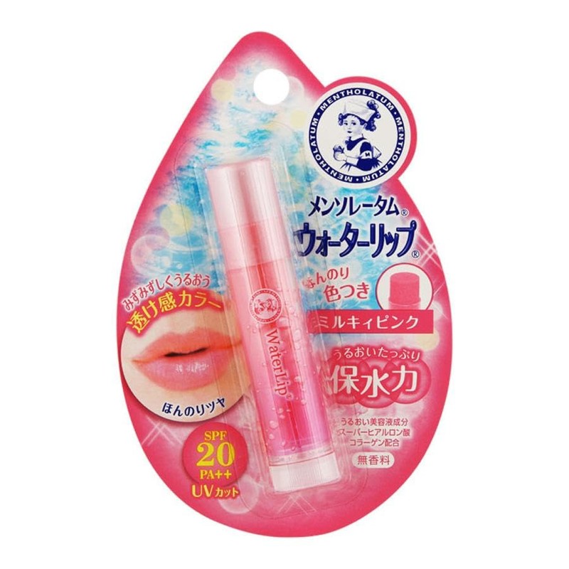 Mentholatum Water Lip, Milky Pink, 0.2 oz (4.5 g) x