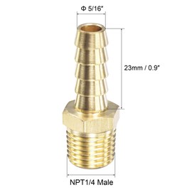 sourcing map Brass Hose Barb Fitting Straight 5/16 Inch x NPT 1/4 Male Thread Pipe Connector for Water Air Fuel Tube