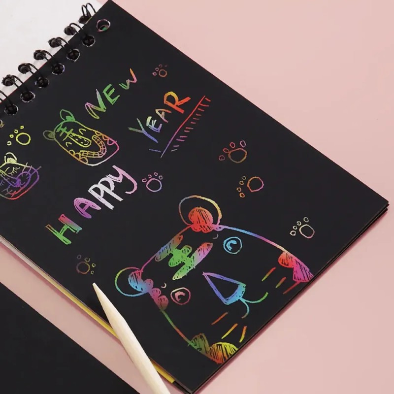 Juego De Notas Artísticas De Papel Para Rascar, Hojas Azul
