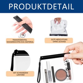 Diffaxy Pack of 2 Airport Approved for Waterproof Bags, 20 x 20 cm, Transparent Toiletry Bag, Leak-Proof Bag with Handle, Aeroplane Gadgets Travel Accessories, Holiday Utensils, transparent, medicinal