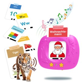 HOMESTEC German Talking Flashcards, 144 Sheets, 288 Words, Learning Toy for Girls Boys 2 3 4 5 6 Years, Good Toy and Gifts for Children Christmas, Birthday, New Year, Pink