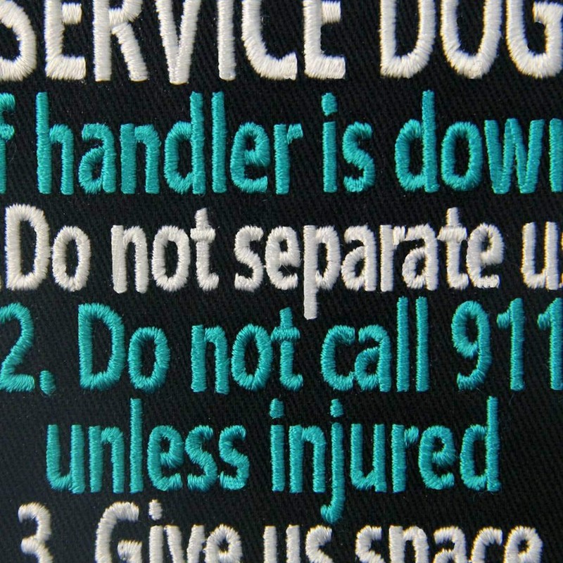 Service Dog If Handler is Down Vests/Harnesses Emblem Embroidered Fastener