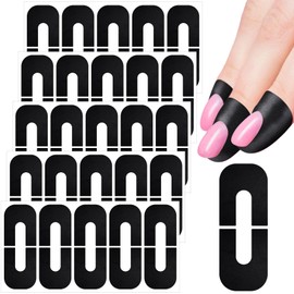 Mxxipp 50pcs Nail Polish Protector, U-Shaped PET Nail Guards, Peel off Cuticle Protector for Nail Art Painting Polish- Black
