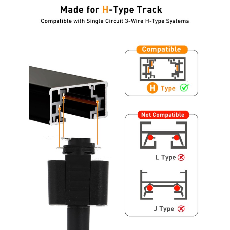 [6 Pack] CLOUDY BAY H Type Track Lighting Heads to
