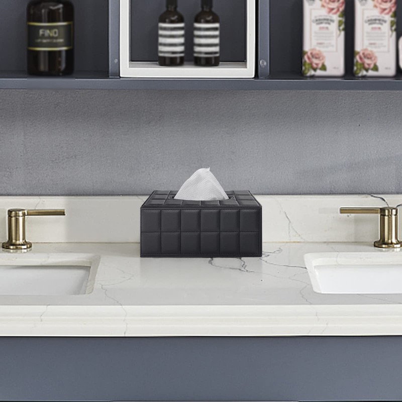 XNONE Tissue Box Cover PU Leather Tissue Box Holder Rectangle