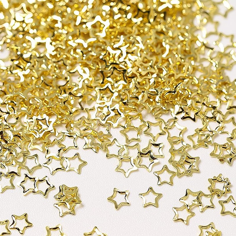 DYNAVERT Nail Parts, Star Shape, 3D, 2 Cases, Cute, Gold,