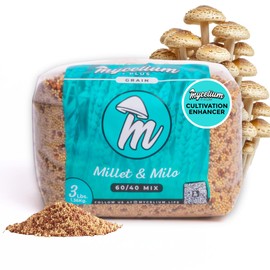 Mycelium Sterilized 3 LB Mushroom Grain Spawn Bag | Organic 60/40 Millet & Milo Blend for Fast Growth & High-Yield | |Ready-To-Use with Self-Healing Injection Port & Cultivation Enhancer | Made in USA