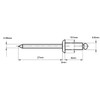 4.8mm x 6mm Blind Pop Rivet Dome Head Aluminium/Steel Shaft