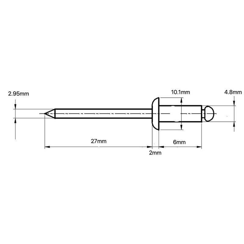 4.8mm x 6mm Blind Pop Rivet Dome Head Aluminium/Steel Shaft