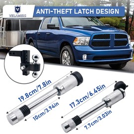 V VELAMEIS Adjustable Trailer Hitch for 2 inch Trailer Hitch-Heavy Duty Aluminum Tow Hitches with (6-Inch Drop/Rise) for for Heavy Trucks (12,500 LBS)-Adopt Anti-Oxidation Technology Black 01