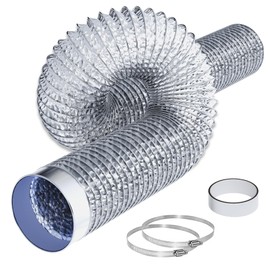 Pearwow Dryer Vent Hose 4 Inch 10Ft, Aluminum Foil Ducting Dryer Vent Kit for Tight Space, Flexible Dryer Exhaust Duct Hose for HVAC Ventilation,Grow Tent,Kitchen