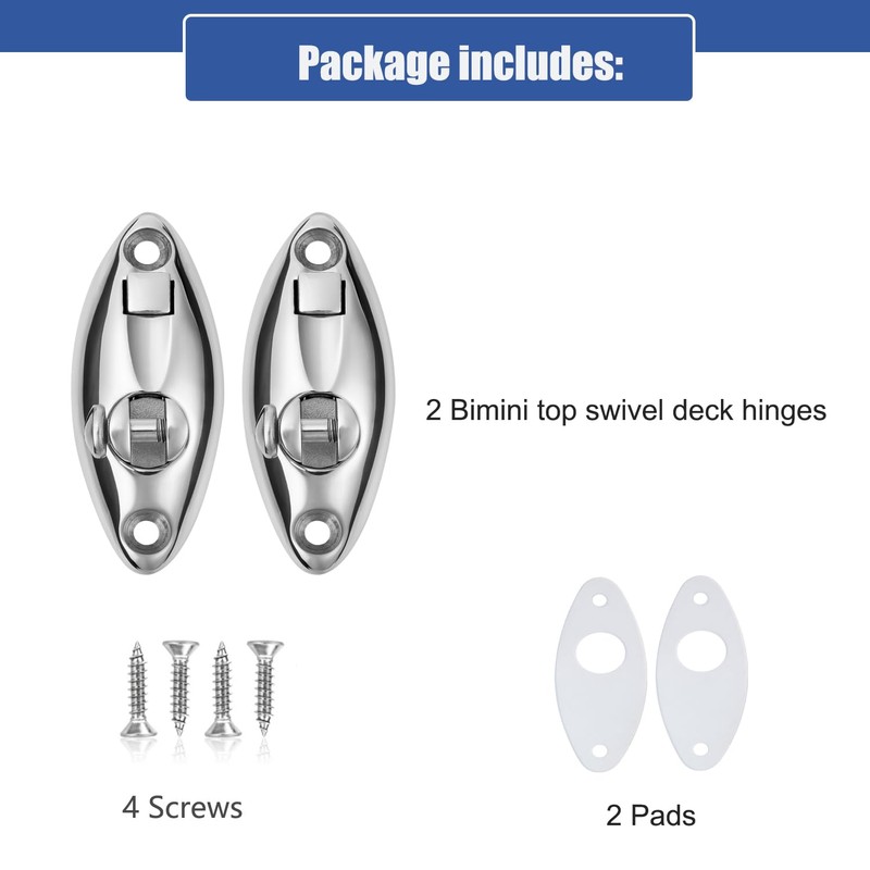 ODYSUNRAL Boat Quick Release Bimini Top Swivel Deck Hinge, 360