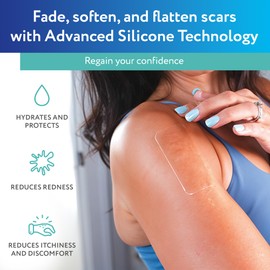 ScarAway Advanced Clear Silicone Scar Sheets, Medical Grade Silicone Strips (1.5" x 3") Scar Treatment and Prevention for Surgical, Burn, Body, Hypertrophic & Keloid Scar Treatment, 6 Clear Sheets