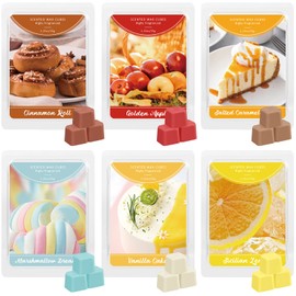 STRN Wax Melts Food Scented 6 Pack, Long-Lasting Natural Soy Wax Cubes for Wax Warmers, Pretty Gift Set with Highly Scented Essential Fragrance Oil Soy Wax Melts Tarts 7.5oz/240g (36 Cubes)