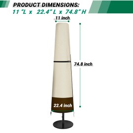 CATOTEL Patio Umbrella Cover, Heavy Duty 600D Oxford Waterproof Outdoor Umbrella Cover with Zipper and Rod (Beige&Brown, Fits Market Umbrella 7-9 Feet Dia)