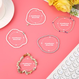 Mikovivi 5pcs Boho Shell Anklet Set for Women, Stretchable Hawaiian Beach Seashell Ankle Bracelets Conch Starfish & Beaded Anklets Summer Fashion Foot Jewelry Gift for Vacation Seaside Party