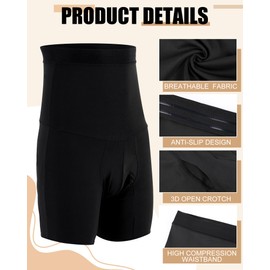 Shyyween 2 Pcs Men Girdle Tummy Control Shorts Compression Underwear High Waist Trainer Shapewear Body Shaper Boxer Briefs(Black, White,XXL)