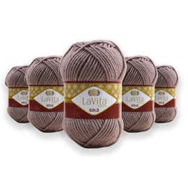 LaVita Yarn Gold Hand Knitting Yarn 5-Pieces Pack 100% Acrylic Yarn, 1 Ball 100 gr, 100 mt (9795)