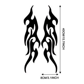 TOMALL 2 Pcs 40cm Flame Reflective Sticker for Car Flame Racing Sports Stripe Decal for Golf Cart Vinyl Waterproof Decal Decoration for Car Body Side Truck SUV Off-Road Vehicles Skateboard (Black)