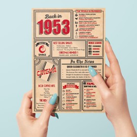 72nd Birthday Card - Back in 1953 In This Year Card, Greeting Card for Men and Women, Birthday Cards for Women, Birthday Cards for Men, 72nd Anniversary Card, 5x7