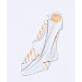 Cloud Island White/Orange Baby Hello Embrd Hooded Towel