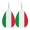 Italy Flag Leather Earrings Dangle Earrings Lightweight Teardrop Earrings For