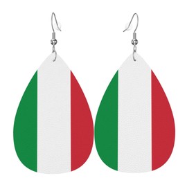 Italy Flag Leather Earrings Dangle Earrings Lightweight Teardrop Earrings For Women