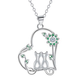 Arrebol Girls' and Horse Necklace Women's Sterling Silver 925 Horse Girl Necklace Heart Pendant with Zirconia Adjustable Chains 45 cm + 5 for Daughter Women Jewellery Gift, Cubic Zirconia Silver