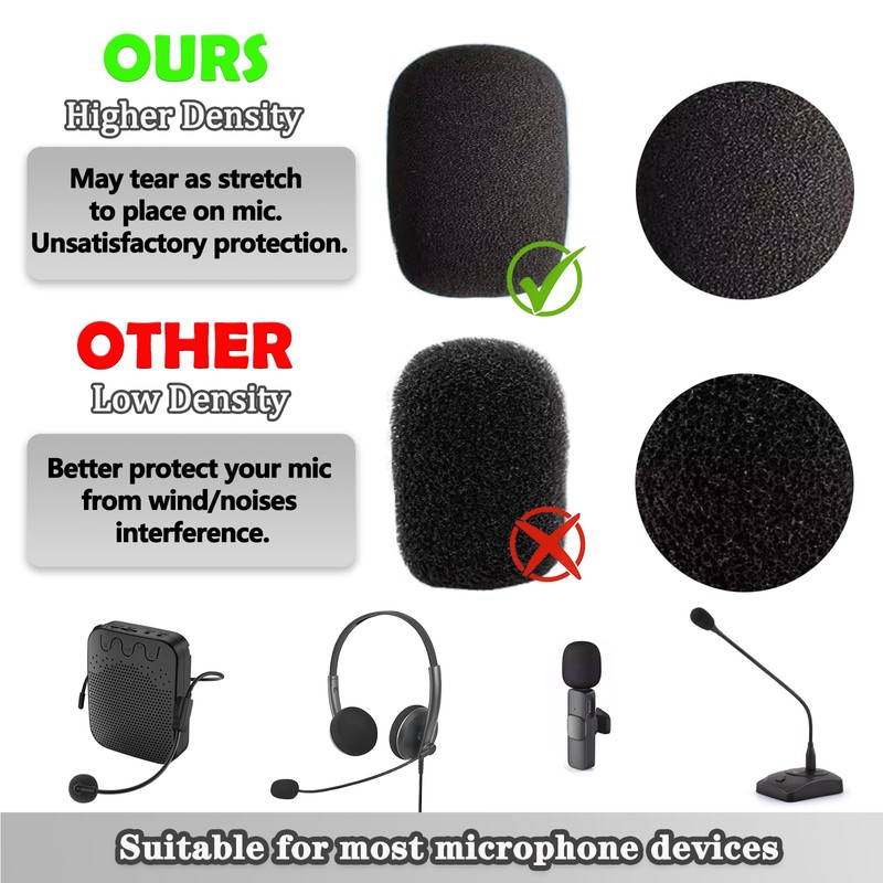 Headset Microphone Covers Foam, Lapel Headset Microphone Windscreen Sponge Foam