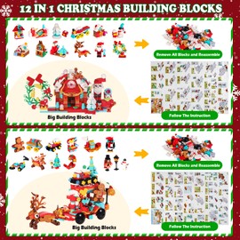Advent Calendar Building Blocks 2024, Christmas Countdown Calendar with 24 Set Building Kit for 10+ Years Boys Girls Christmas Countdown Advent Calendar 12-in-1 Building Blocks Toys Gifts