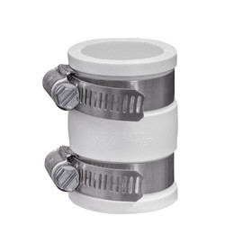 Fernco 1056-100 1-in. Flexible PVC Pipe Coupling for Plastic and Copper Plumbing Connections in White