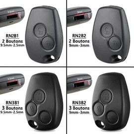 SESKEYS RN2B02 2-Button Key Case without Blade Compatible with Renault Clio 3, Twingo 2, Master 3, Kangoo 2, Trafic and Modus | Remote Control Car Key Shell Remote Control (RN2B02)