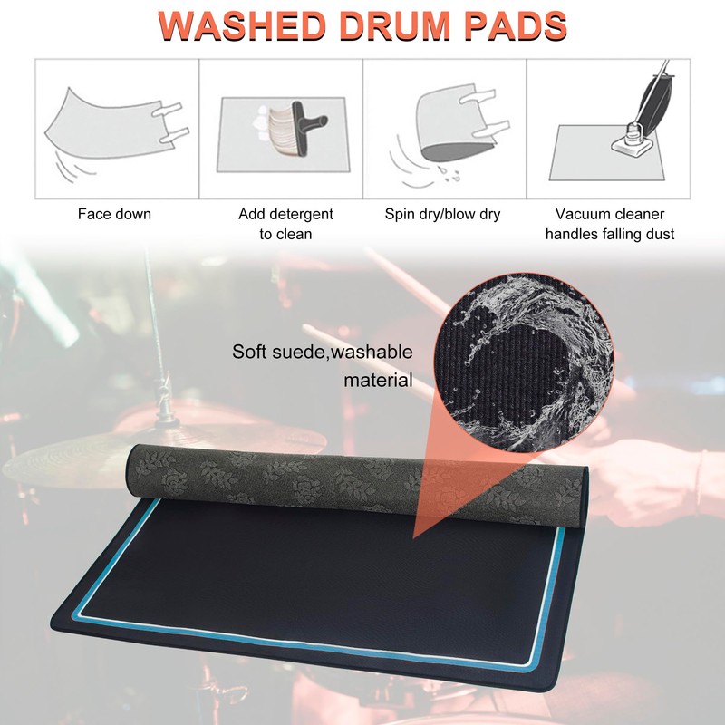 Drum Rug, 4 x 5 Ft Drum Mat with Non-Slip