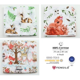 Muslin Cloths - Muslin Nappies - Pack of 6, 70 x 80 cm - Baby Burp Cloths