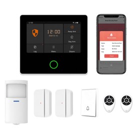 Mengshen WiFi Tuya Alarm System for Home Security, 7-Piece Kit Include Doorbell Door Window Sensor Motion Detector Remote Control with Smart Life and Tuya App Alert 24/7 Monitoring