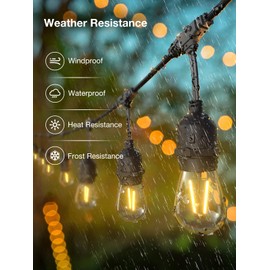 addlon LED Outdoor String Lights 27FT with 2500K Edison Vintage Shatterproof Bulbs and Commercial Grade Weatherproof Strand - ETL Listed Decorative Lights for Patio Garden