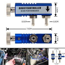 CGEAMDY Manual Turbo Boost Controller, Aluminum Alloy 1-30 Psi Car Adjustable Boost Controller, Universal Turbocharged Engines Valve, Turbo Boost Modification Accessories for Vehicles(Blue)