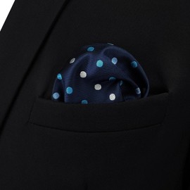 SHLAX&WING Men's Silk Fashion Dot Blue Pocket Square, blue