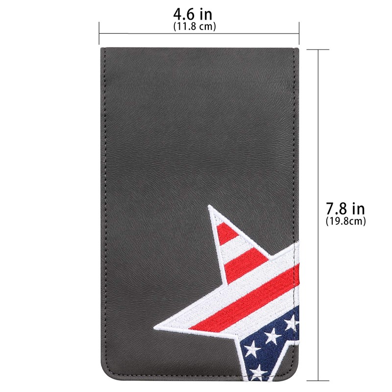 Craftsman Golf Leather USA Flag Star Gray Scorecard Holder Yardage