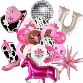51pcs Western Cowgirl Bolloons Decorations Retro Horse Rodeo Party Supplies Western Cowgirl Horse Disco Arch Balloons for Western Disco Cowgirl Birthday Party Decorations