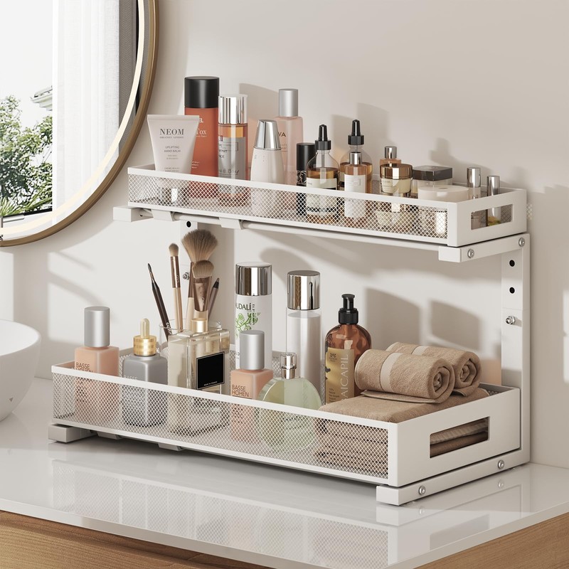 2 Pack 19IN Depth Under Sink Storage Organizer, Large 2-Tier