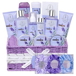 Spa Gifts for Women Bath and Body Lavender Gift Set, Spa Gift Basket for Self Care, Relaxing Bath Sets for Mom, Grandma, Girlfriend, Sister, Friends, Gifts for Women
