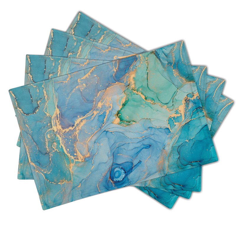 Teal Placemats Set of 4 Washable Non-Slip Heat Resistant 12×18