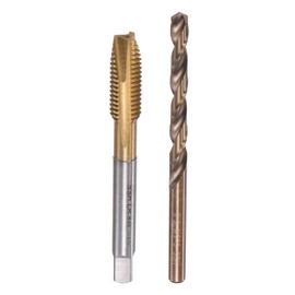 uxcell M8 x 1.25 Spiral Point Thread Tap and 6.8mm Drill Bit Set, Metric Titanium Plated Cobalt High Speed Steel Machine Screw Thread Tap Threading Tool