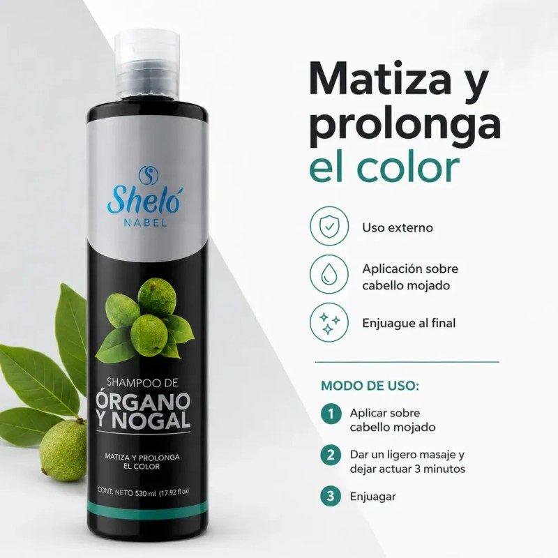 Shampoo De Órgano Y Nogal Cabello Teñido Matiza Oscuro 530